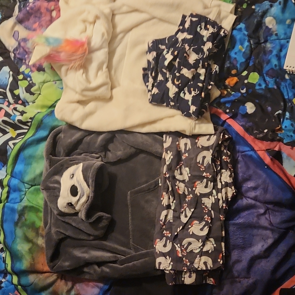 Unicorn and Sloth Hoodie PJ set